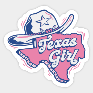 Retro Texas Girl Cartoon Texas Outline Sticker